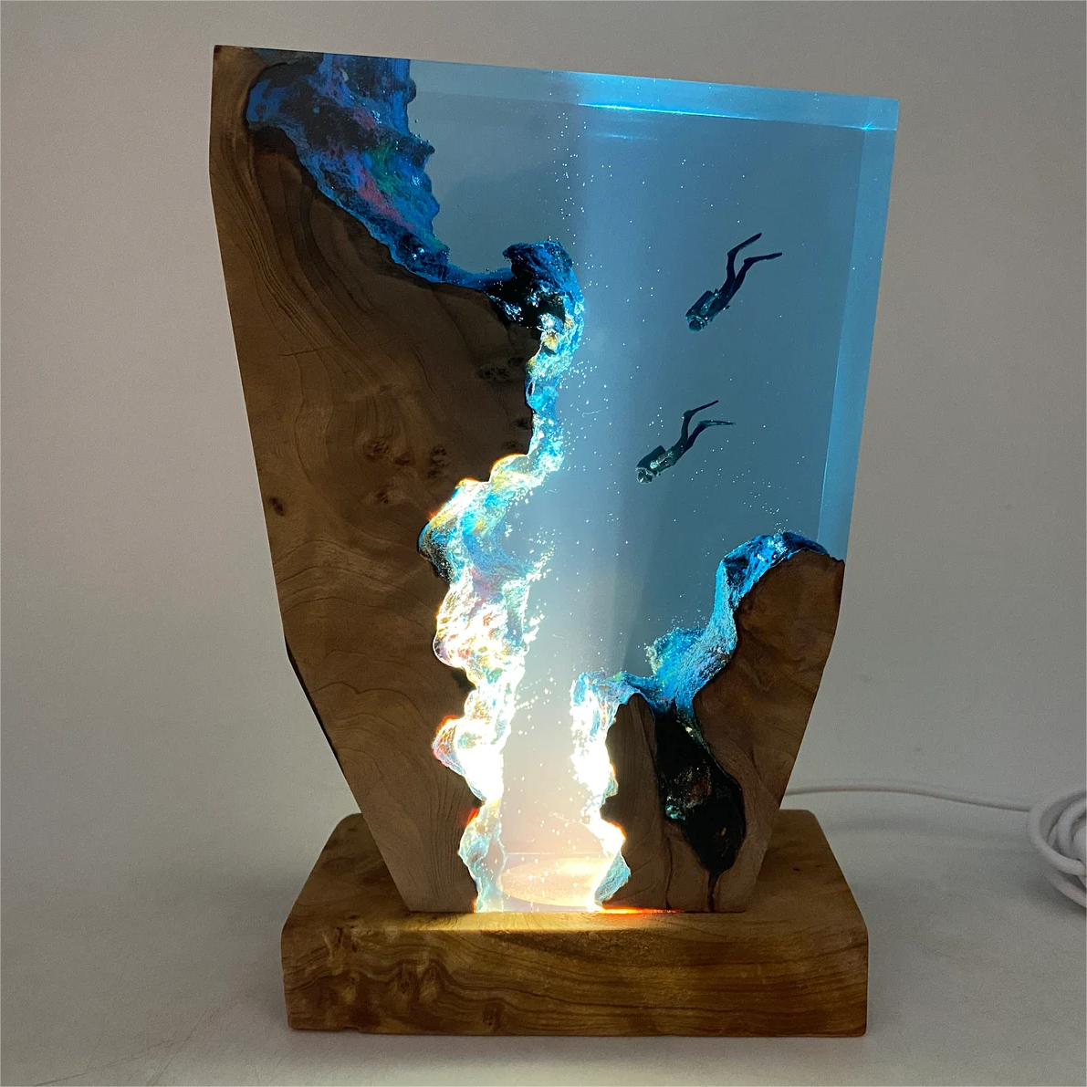 Diver's Night Light, Scuba Diving Deep Sea Exploration（ Best Gift 🎁 ） shark resin lamp, resin lamp, resin lamps, shark light, desk lamps amazon, best desk lamp, best desk light, side table lamps for bedroom, shark resin lamp, shark led light, coolest table lamps, Shark Lamp, epoxy lamp