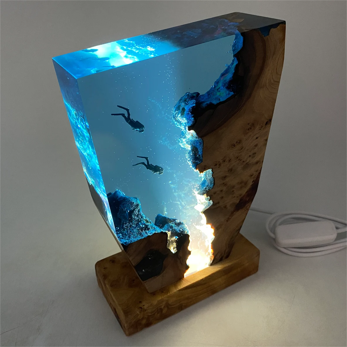 Diver's Night Light, Scuba Diving Deep Sea Exploration（ Best Gift 🎁 ） shark resin lamp, resin lamp, resin lamps, shark light, desk lamps amazon, best desk lamp, best desk light, side table lamps for bedroom, shark resin lamp, shark led light, coolest table lamps, Shark Lamp, epoxy lamp