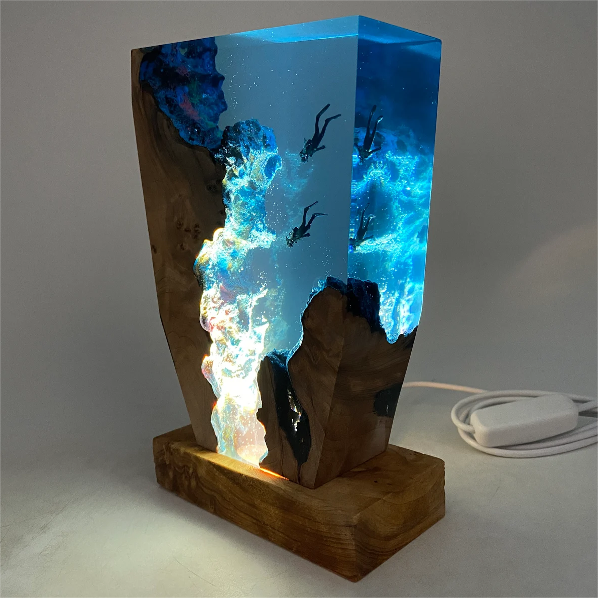 Diver's Night Light, Scuba Diving Deep Sea Exploration（ Best Gift 🎁 ） shark resin lamp, resin lamp, resin lamps, shark light, desk lamps amazon, best desk lamp, best desk light, side table lamps for bedroom, shark resin lamp, shark led light, coolest table lamps, Shark Lamp, epoxy lamp