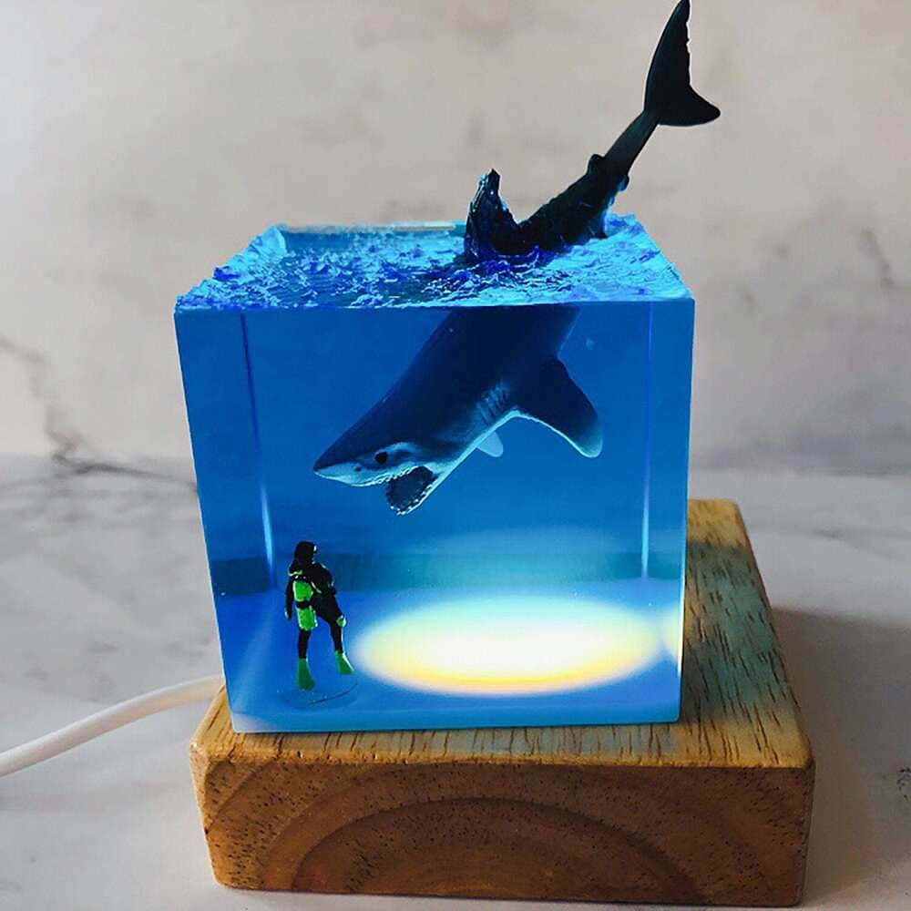 The resin shark night light （ Best Gift 🎁 ） shark resin lamp, resin lamp, resin night light, resin lamps, shark light, desk lamps amazon, best desk lamp, best desk light, side table lamps for bedroom, shark resin lamp, shark led light, coolest table lamps, Shark Lamp, epoxy resin lamp, epoxy lamp, Shark decor, Shark lamp US, Unique lamp designs, dolphin night light, driftwood epoxy lamp, diver epoxy lamp, epoxy lights